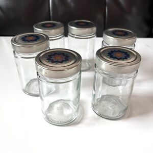 Lot of 6 Cute Glass Storage Jars for Canning, Crafts, Storage, Christmas Gifts